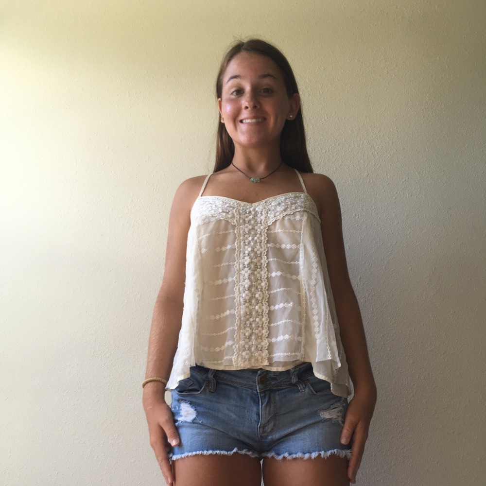 Cream flows tank top